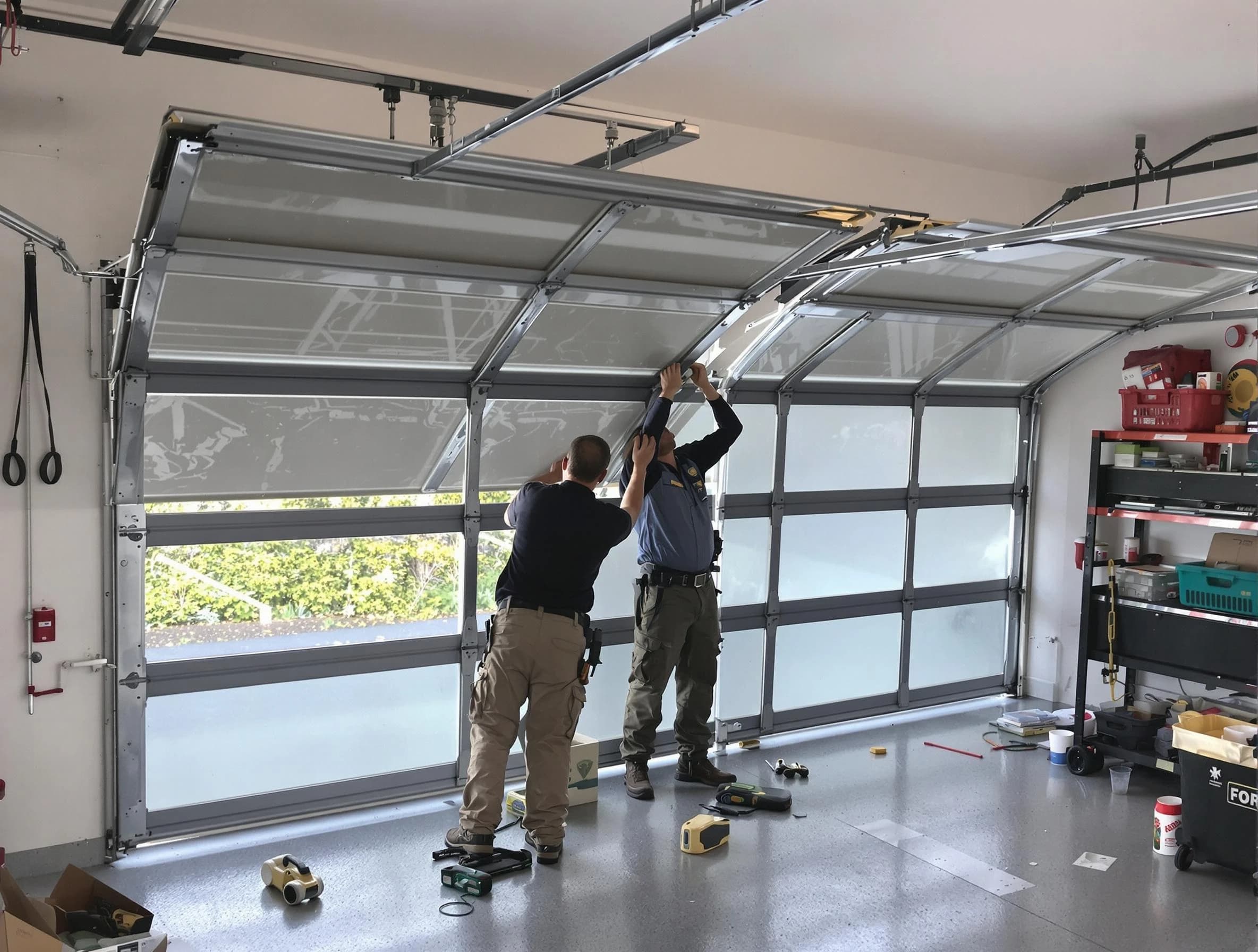 West Jordan Garage Door Repair expert performing precise panel replacement on West Jordan garage door