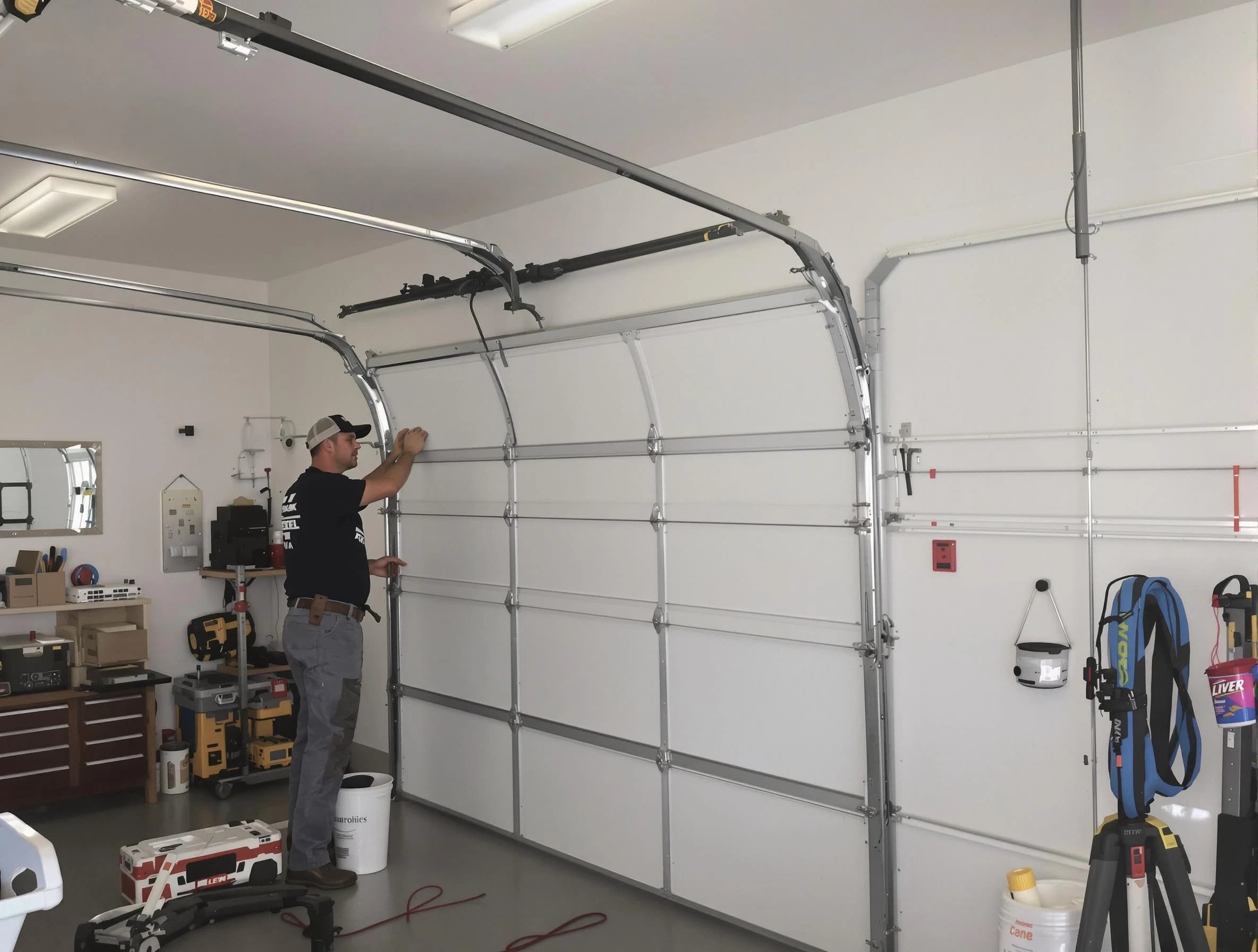 West Jordan Garage Door Repair team installing new garage door in West Jordan