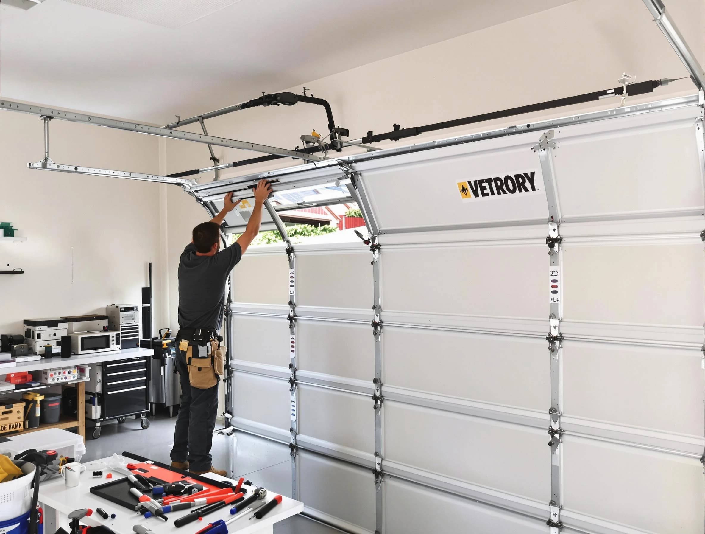 West Jordan Garage Door Repair technician performing section replacement in West Jordan
