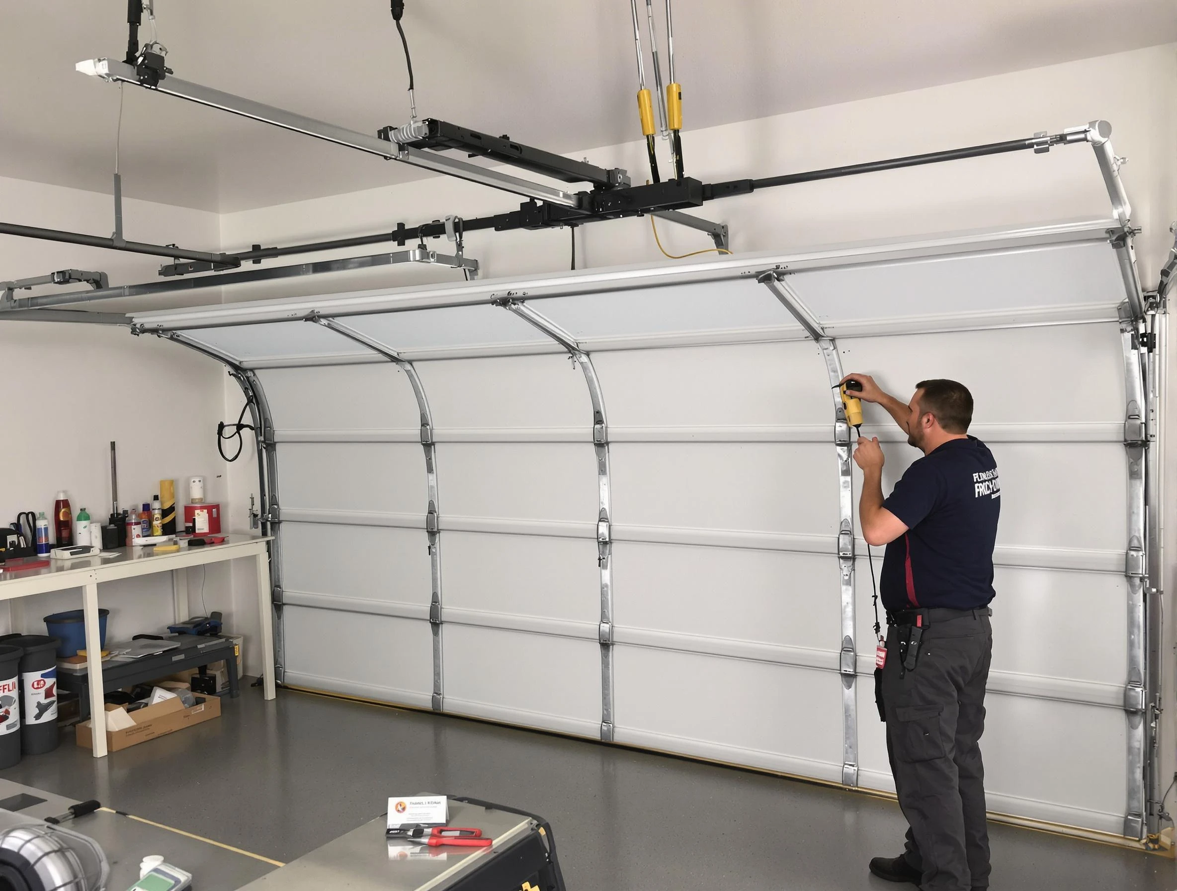 West Jordan Garage Door Repair certified technician performing overhead door system repair in West Jordan