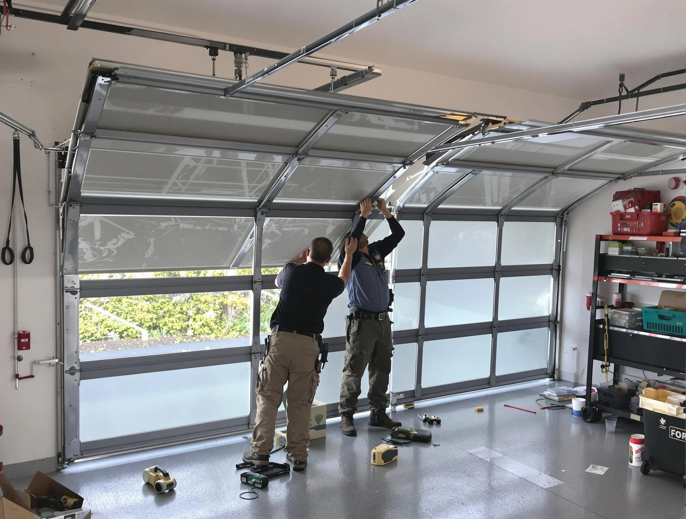 West Jordan Garage Door Repair expert performing precise panel replacement on West Jordan garage door
