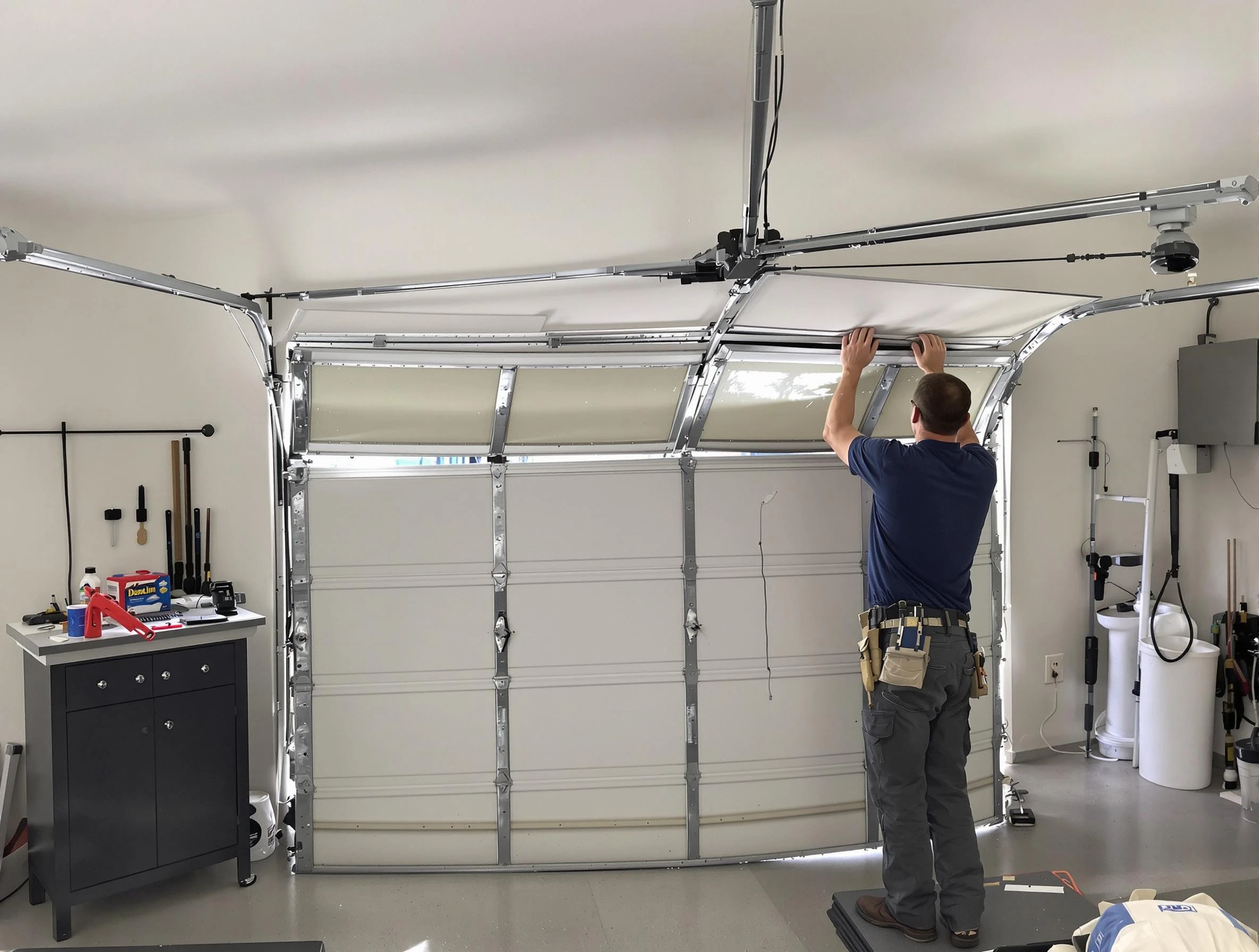 West Jordan Garage Door Repair specialist performing precise section replacement on West Jordan garage door